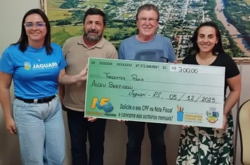 PREFEITURA DE JAGUARI ENTREGA PRÊMIO DO NOTA FISCAL GAÚCHA