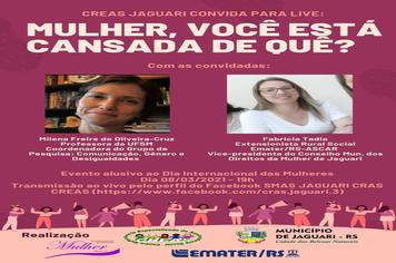 CREAS PROMOVERÁ LIVE NO DIA INTERNACIONAL DA MULHER