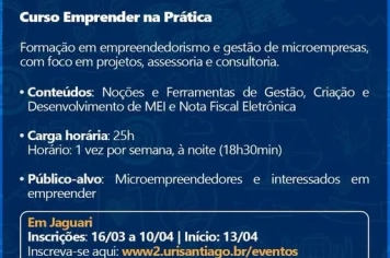  Estão abertas as inscrições para o curso Empreender na Prática!