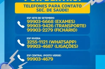 CONTATOS DA SECRETARIA DE SAÚDE