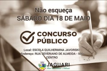 NÃO ESQUEÇA!! NESTE SÁBADO TEM CONCURSO PÚBLICO EM JAGUARI