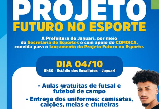 JAGUARI LANÇA PROJETO FUTURO DO ESPORTE COM FOCO EM CRIANÇAS E ADOLESCENTES