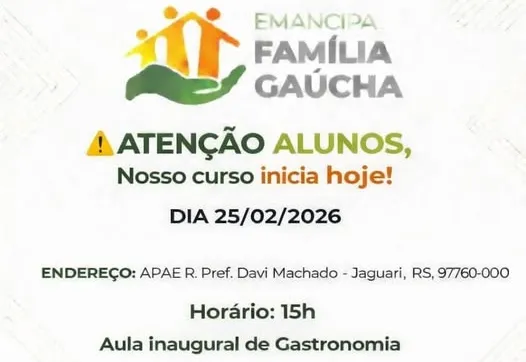 EMANCIPA FAMÍLIA GAÚCHA – AULA INAUGURAL É HOJE