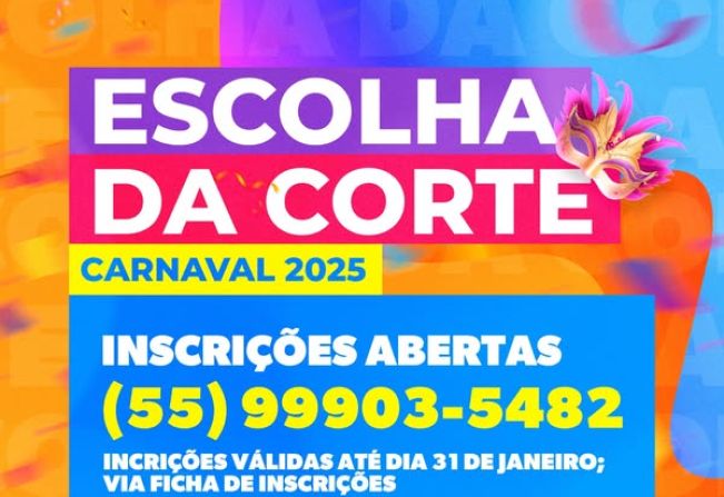 JÁ FEZ SUA INSCRIÇÃO PARA CONCORRER À CORTE DO CARNAVAL DE JAGUARI?