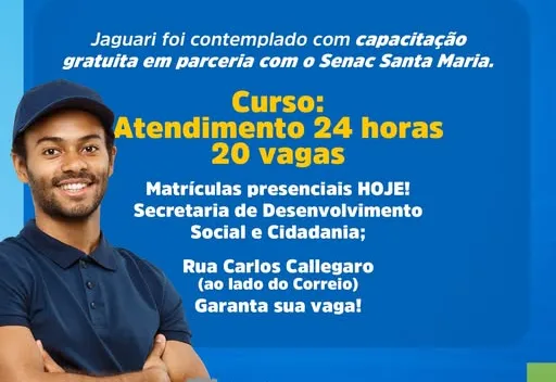 JAGUARI CONTEMPLADO COM CURSO GRATUITO 